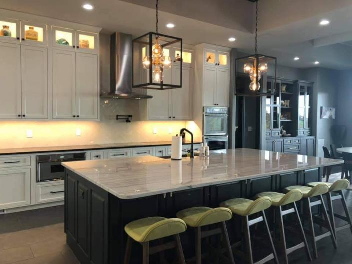 Painted black and white cabinets